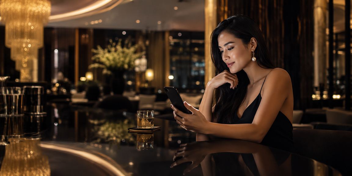 Pengguna muda mengakses platform casino mobile dengan ekspresi percaya diri