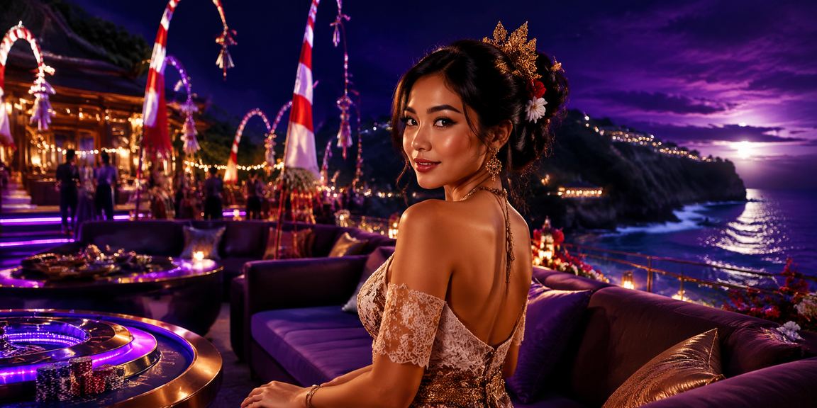 Suasana pantai dengan pemain casino online menikmati permainan di bawah sinar matahari