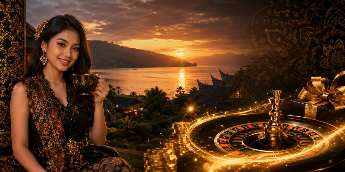Meja roulette casino dengan suasana santai kafe Vietnam sebagai latar